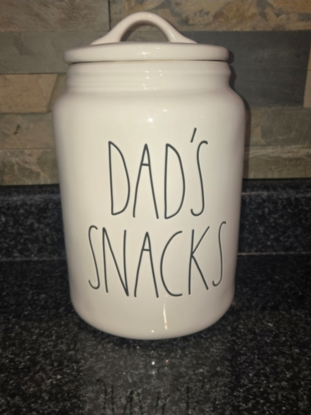 Rae Dunn "Dad's Snacks" Large Canister